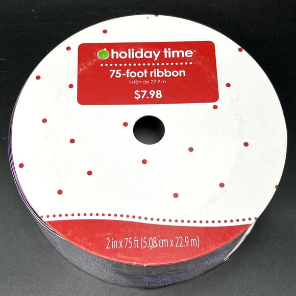 Wired Edge Ribbon 2" x 75' (25 yds) Shiny Metallic Lavender Tightly Woven Mesh - Picture 3 of 5